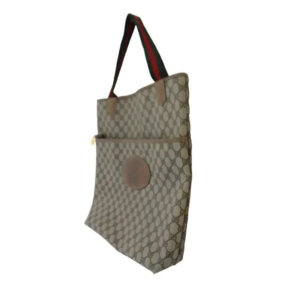 vtg 80s GUCCI Shopper Tote bag GG logo print canvas